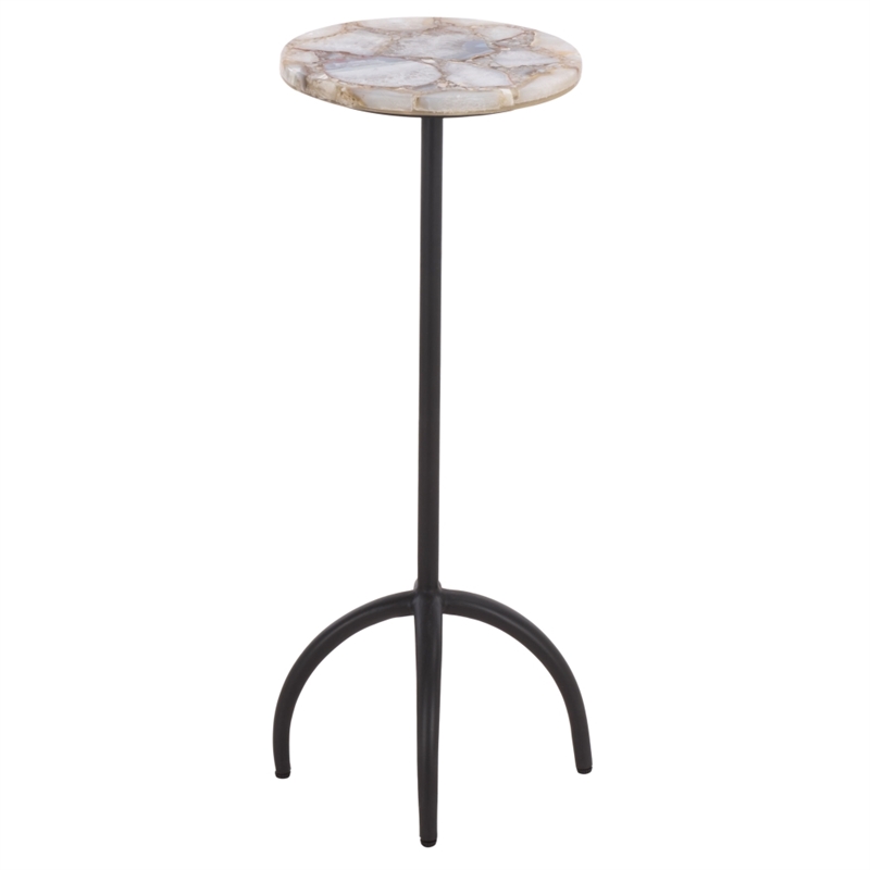 Safavieh Dagnall Round Iron Drink Accent Table in White / Black