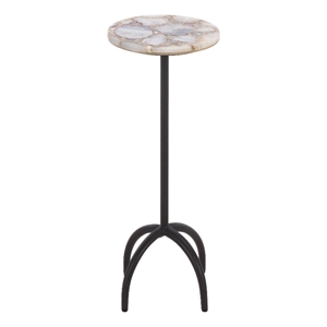 Safavieh Dagnall Round Iron Drink Accent Table in White / Black