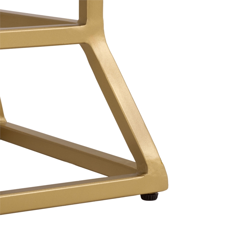 Safavieh Danessa Square Iron and Marble Drink Accent Table in White / Gold