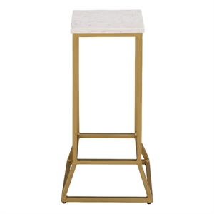 Safavieh Danessa Square Iron and Marble Drink Accent Table in White / Gold