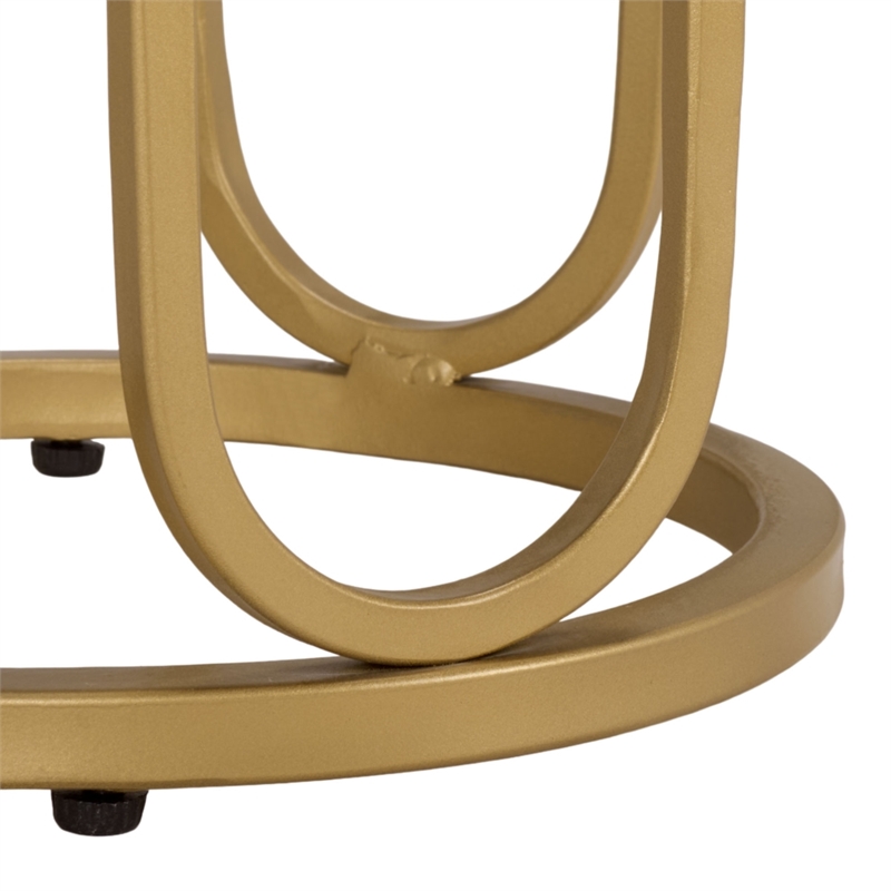 Safavieh Daveigh Round Iron and Marble Drink Accent Table in White / Gold
