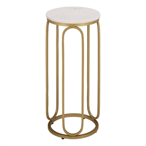 Safavieh Daveigh Round Iron and Marble Drink Accent Table in White / Gold