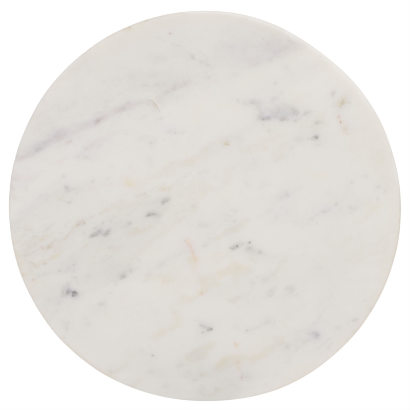Safavieh Daxton Round Iron and Marble Drink Accent Table in White / Black