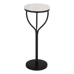 Safavieh Daxton Round Iron and Marble Drink Accent Table in White / Black