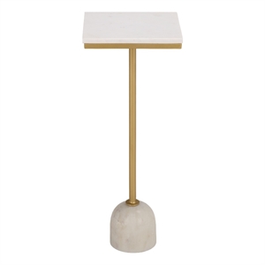 Safavieh Devota Square Iron and Marble Drink Accent Table in White / Gold