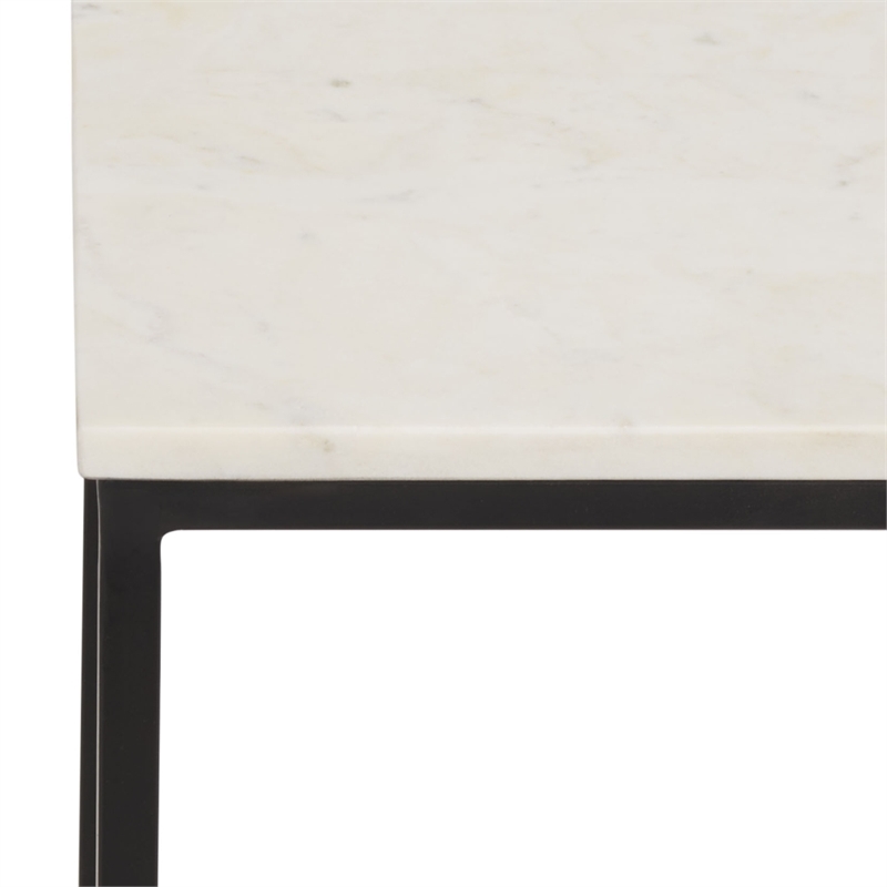 Safavieh Dimitar Square Iron and Marble Drink Accent Table White / Black