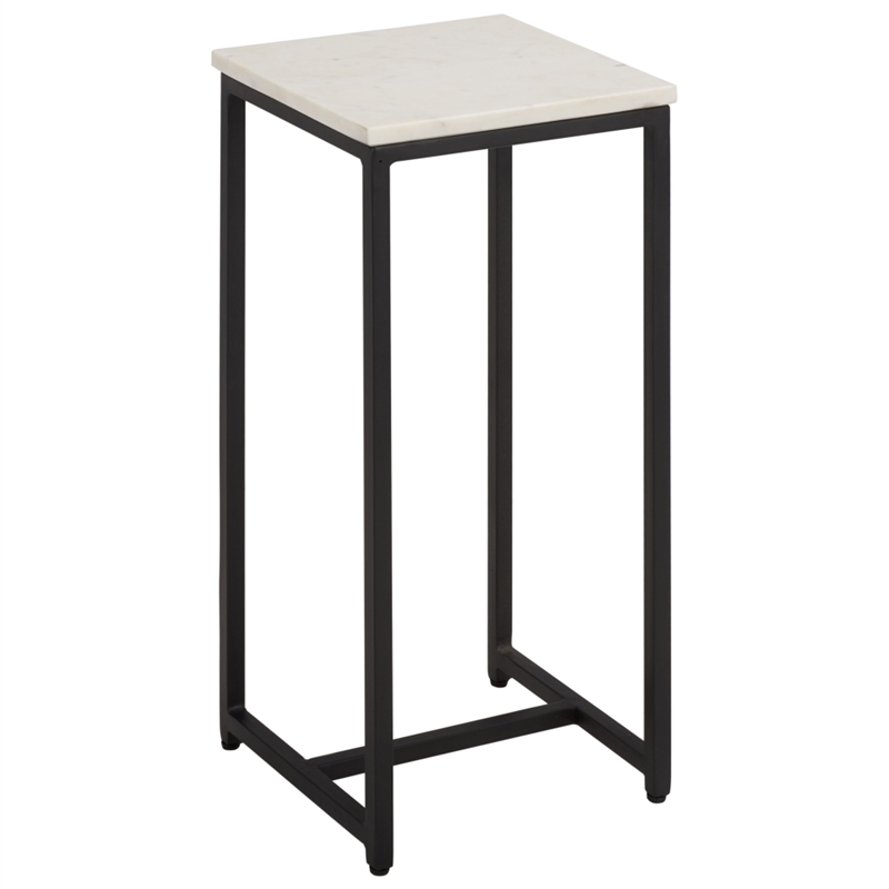 Safavieh Dimitar Square Iron and Marble Drink Accent Table White / Black