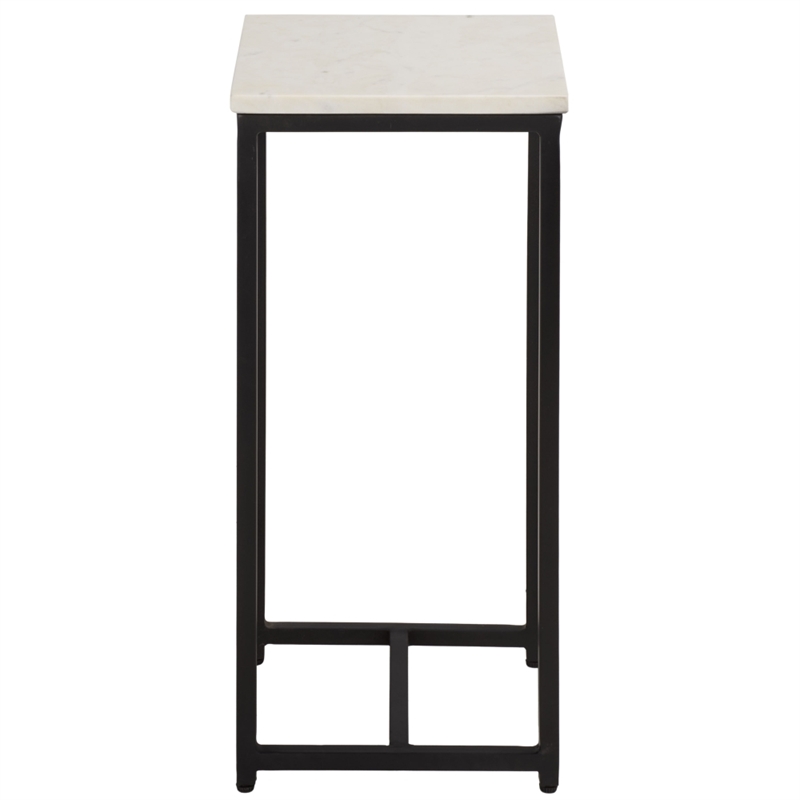 Safavieh Dimitar Square Iron and Marble Drink Accent Table White / Black