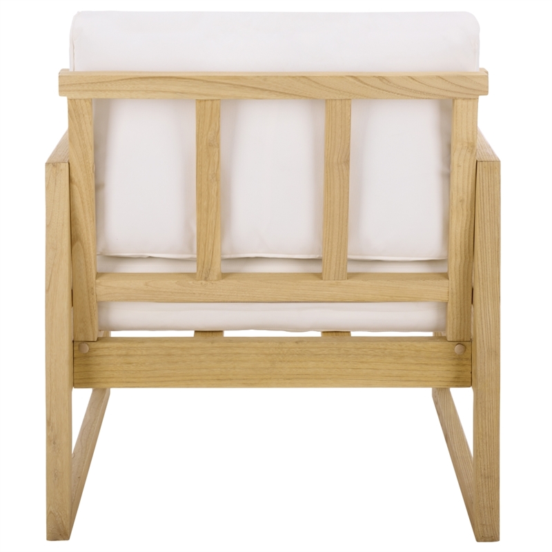 Safavieh Montford Wood and Fabric Accent Chair in Natural White