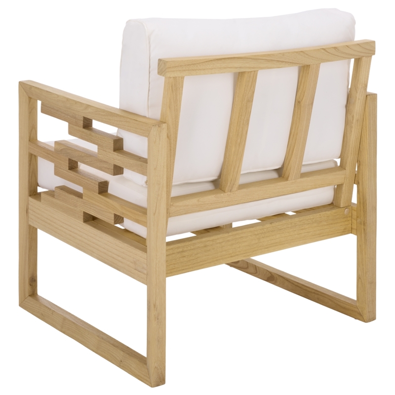 Safavieh Montford Wood and Fabric Accent Chair in Natural White