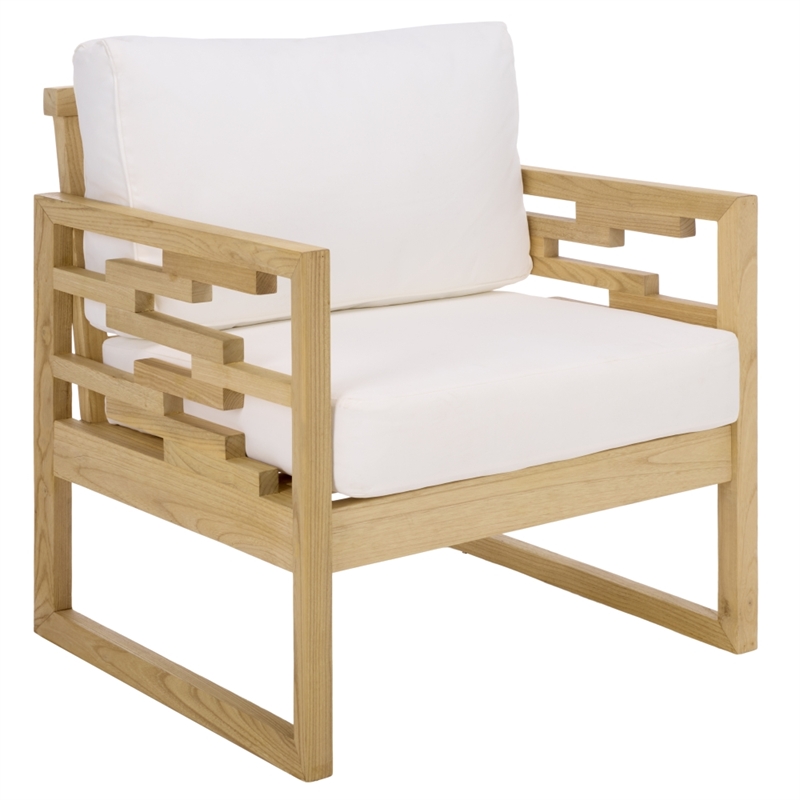 Safavieh Montford Wood and Fabric Accent Chair in Natural White