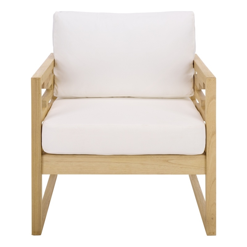 Safavieh Montford Wood and Fabric Accent Chair in Natural White