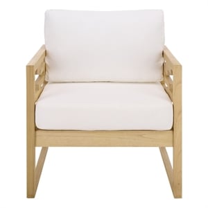 Safavieh Montford Wood and Fabric Accent Chair in Natural White