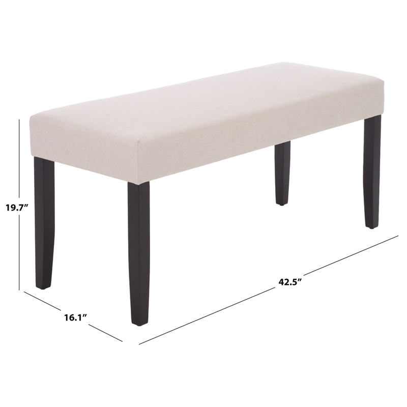 Safavieh Parkside Wood and Fabric Dining Bench in Cream / Black