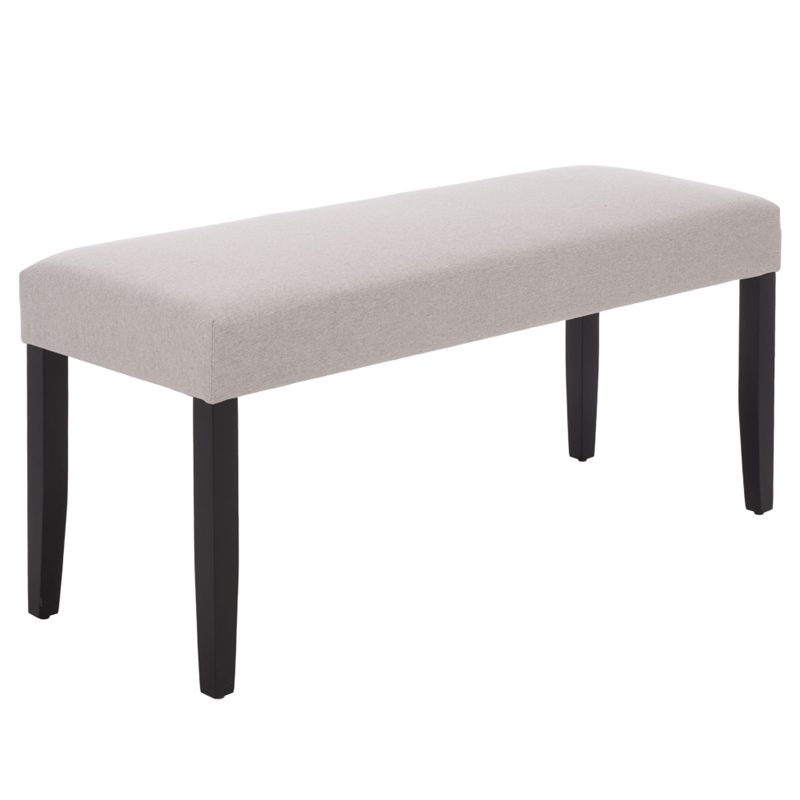 Safavieh Parkside Wood and Fabric Dining Bench in Light Gray / Black