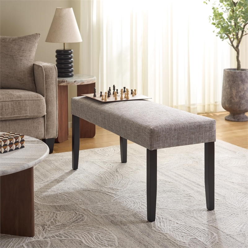 Safavieh Parkside Wood and Fabric Dining Bench in Tan / Black