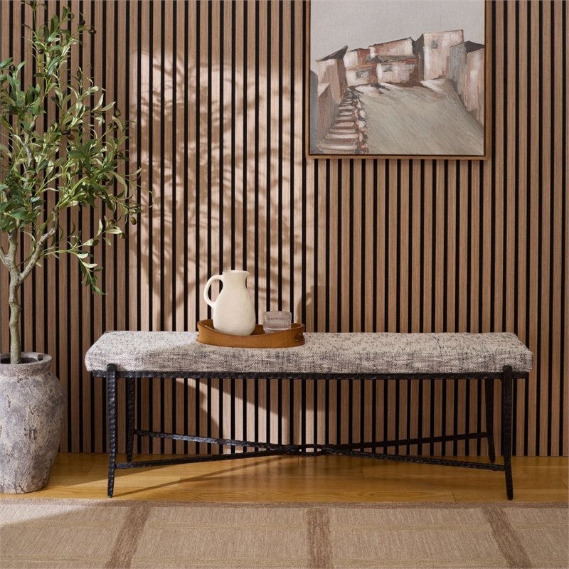 Safavieh Zhanna Iron Bench Cushion in Navy / Black