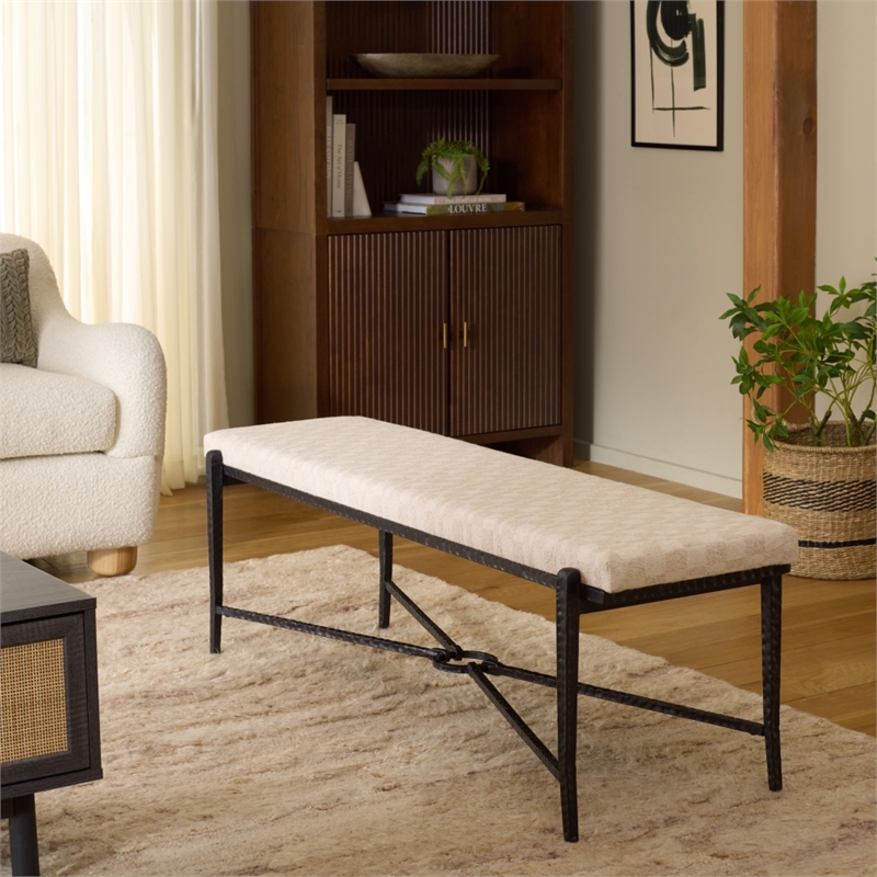 Safavieh Zhanna Iron Bench Cushion in Cream / Black