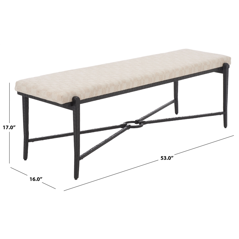 Safavieh Zhanna Iron Bench Cushion in Cream / Black