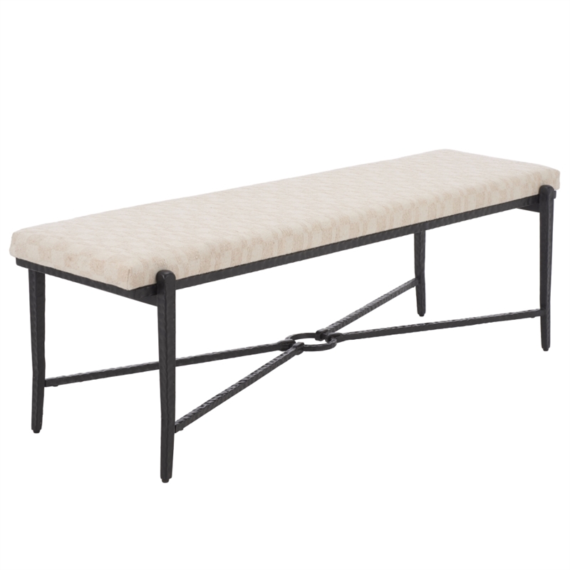 Safavieh Zhanna Iron Bench Cushion in Cream / Black