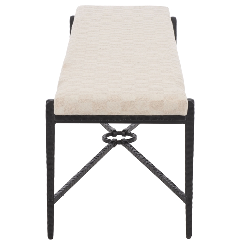 Safavieh Zhanna Iron Bench Cushion in Cream / Black