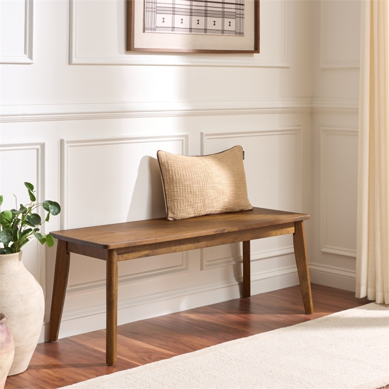 Safavieh Tevin Wood Bench in Walnut