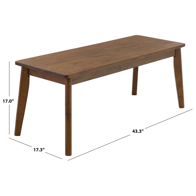 Safavieh Tevin Wood Bench in Walnut
