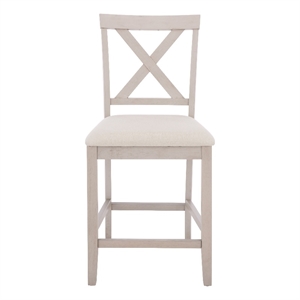 Safavieh Alanda Wood Counter Chair in Cream / Gray
