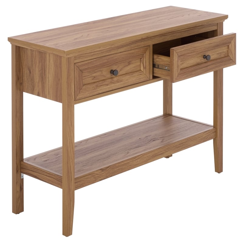 Safavieh Sondra 2 Drawer 1 Shelf Wood Console in Oak