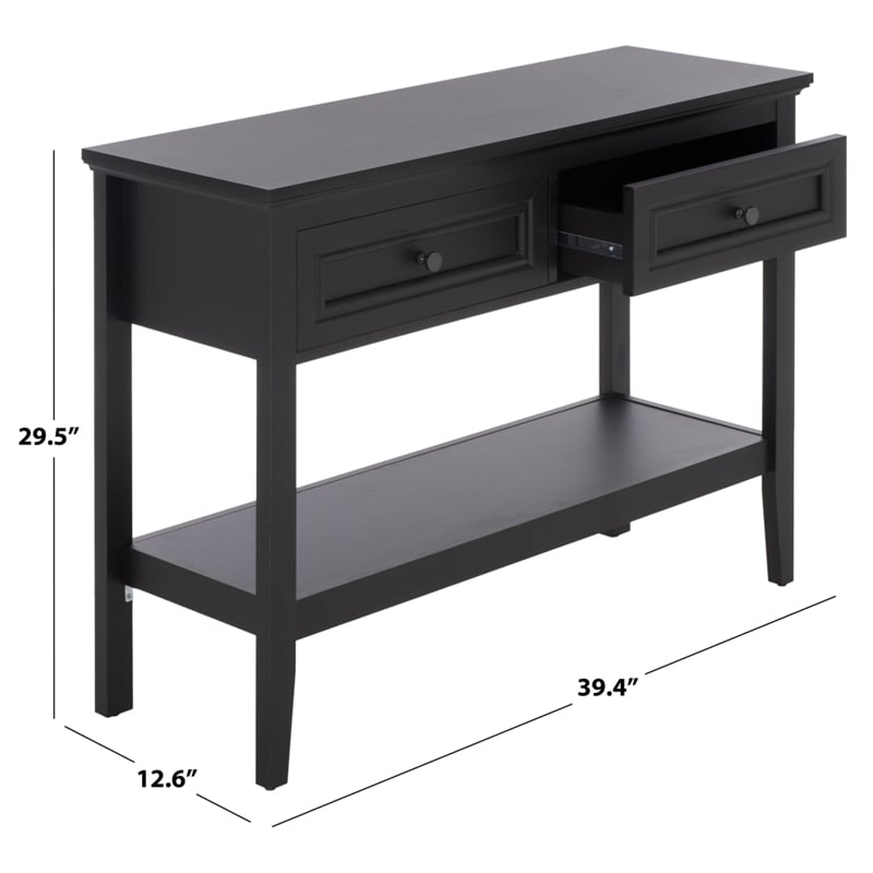 Safavieh Sondra 2 Drawer 1 Shelf Wood Console in Black