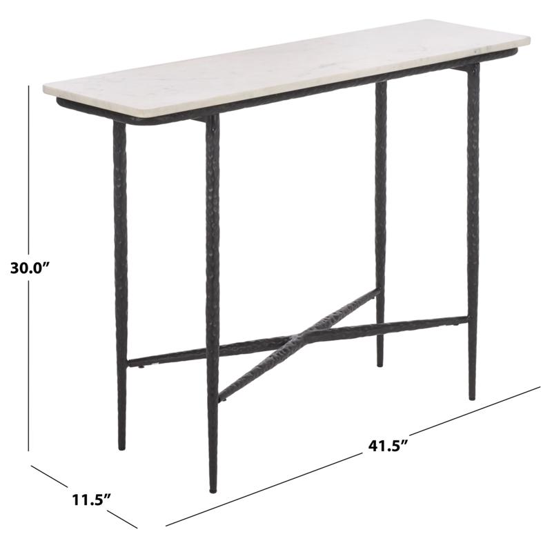 Safavieh Raisa Marble and Iron Console Table in White / Black