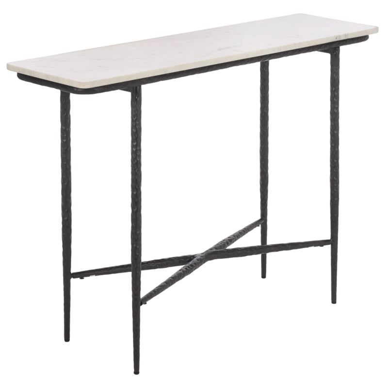 Safavieh Raisa Marble and Iron Console Table in White / Black
