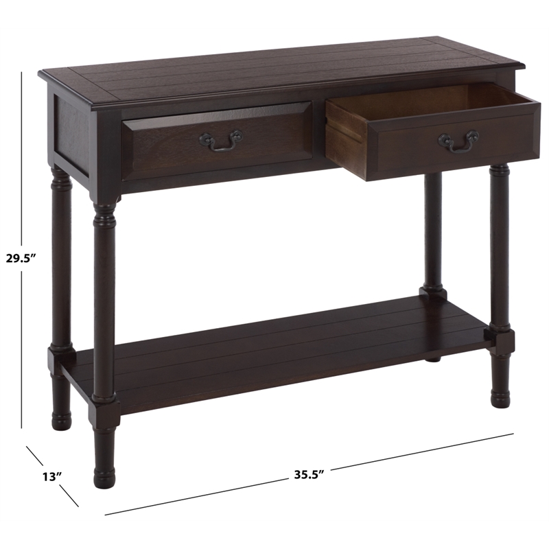 Safavieh Primrose 2 Drawer Wood Console Table in Chocolate