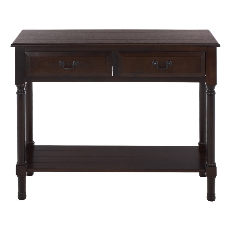 Safavieh Primrose 2 Drawer Wood Console Table in Chocolate