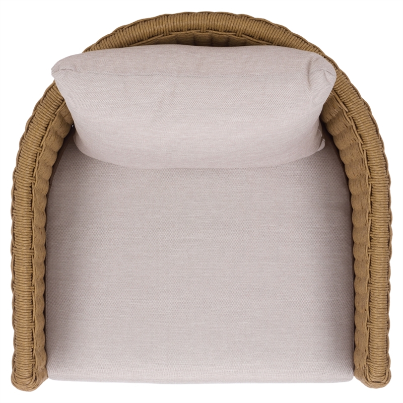 Safavieh Donya Wicler Aluminum Patio Chair in Natural / Beige