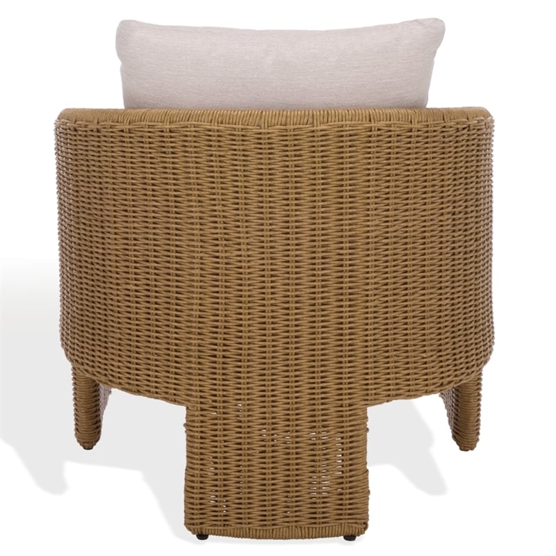 Safavieh Donya Wicler Aluminum Patio Chair in Natural / Beige