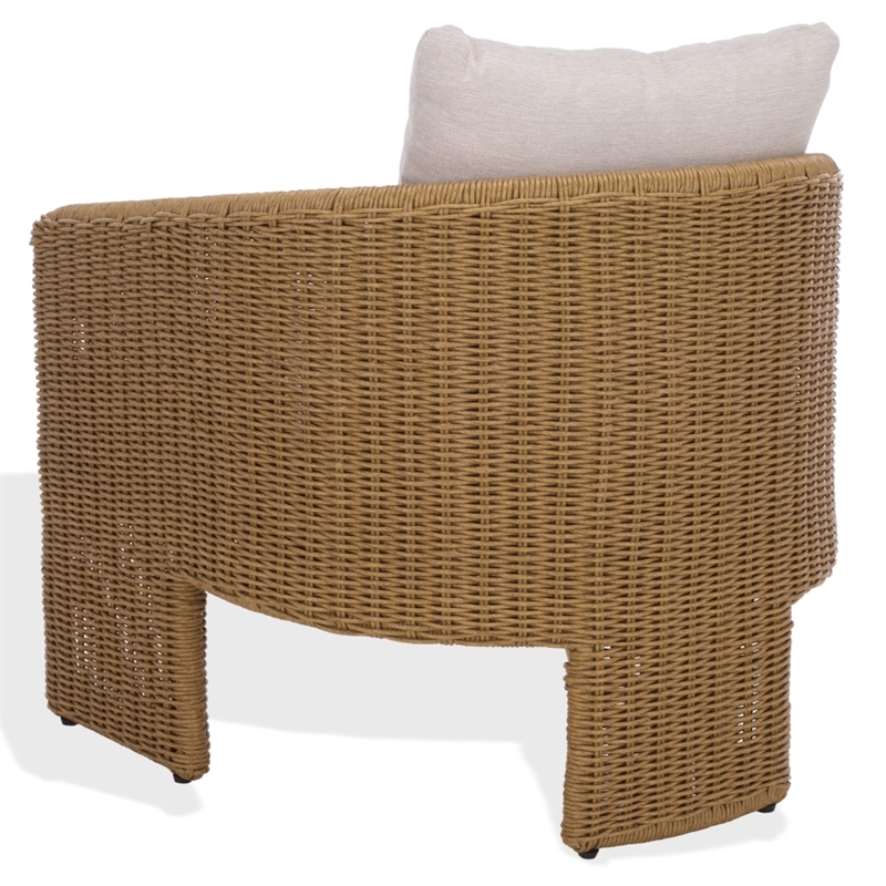 Safavieh Donya Wicler Aluminum Patio Chair in Natural / Beige