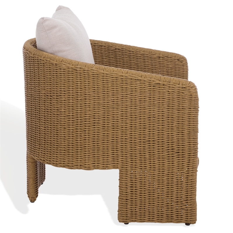 Safavieh Donya Wicler Aluminum Patio Chair in Natural / Beige