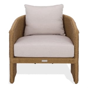 Safavieh Donya Wicler Aluminum Patio Chair in Natural / Beige