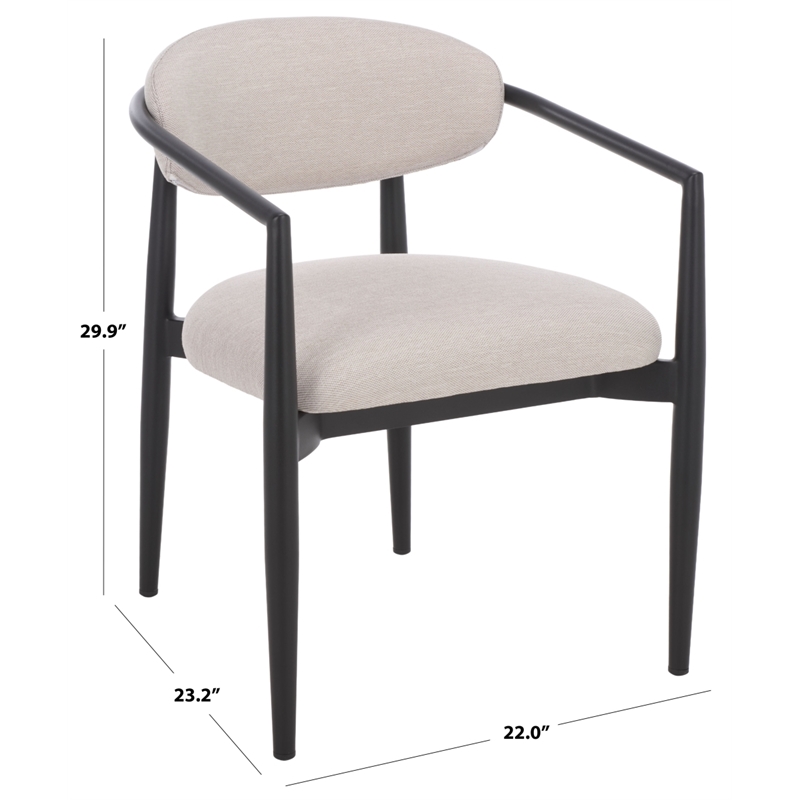Safavieh Bethlyn Aluminum Patio Dining Chair in Black / Beige