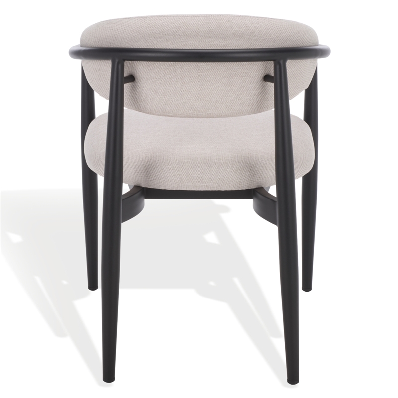 Safavieh Bethlyn Aluminum Patio Dining Chair in Black / Beige