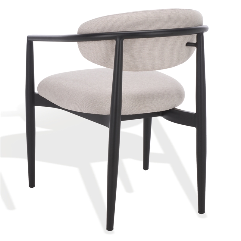 Safavieh Bethlyn Aluminum Patio Dining Chair in Black / Beige