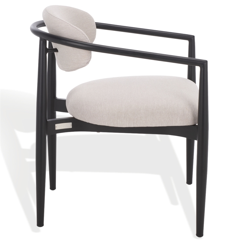 Safavieh Bethlyn Aluminum Patio Dining Chair in Black / Beige