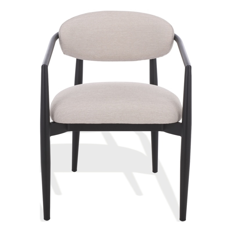 Safavieh Bethlyn Aluminum Patio Dining Chair in Black / Beige