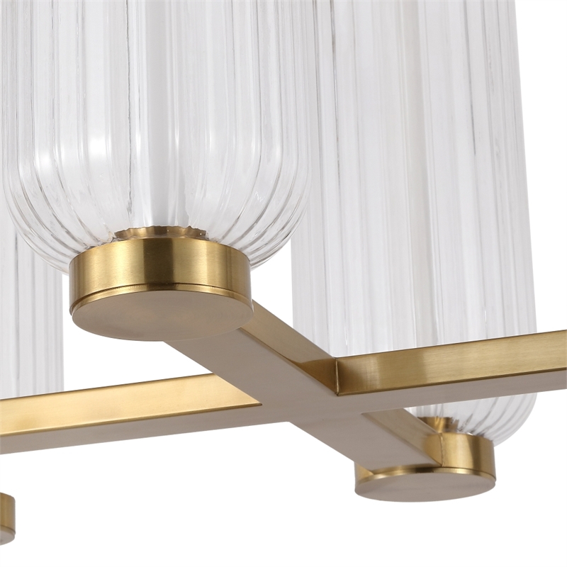 Safavieh Cyndy Rectangular Glass Chandelier in Gold / Clear