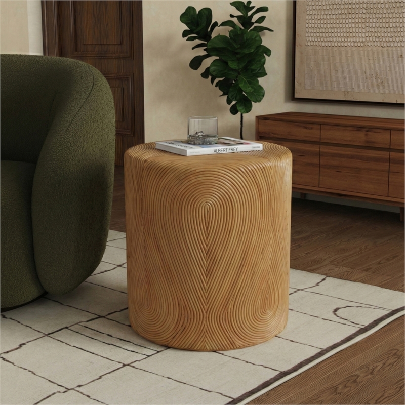 Safavieh Rhynne Rd Rattan Accent Table in Natural