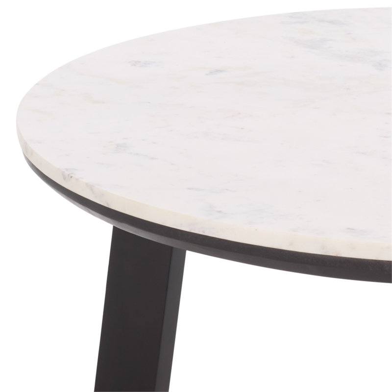Safavieh Arkady Round Marble  and Wood Coffee Table in White / Black