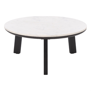 Safavieh Arkady Round Marble  and Wood Coffee Table in White / Black