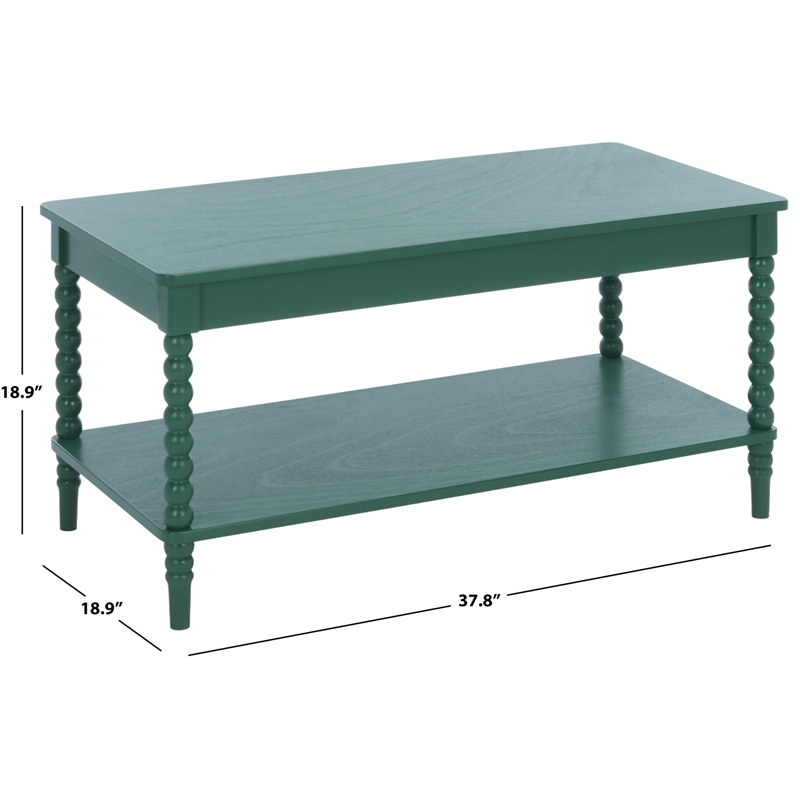 Safavieh Orbis Rectangle Wood Coffee Table in Green