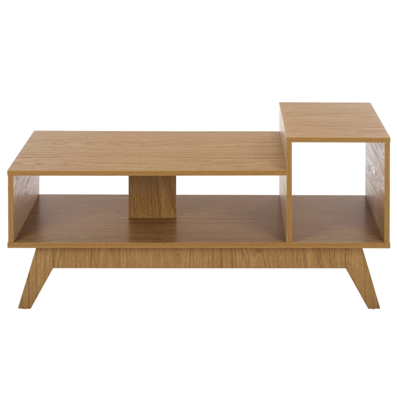 Safavieh Demora Asymmetrical Open Shelf Wood Coffee Table in Oak